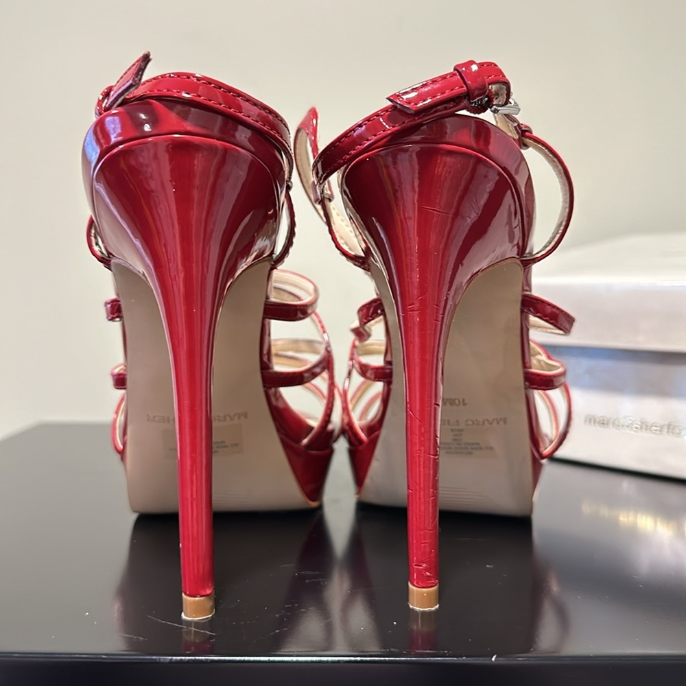 Marc Fisher Lipstick Red Patent Leather Heels Sz 10 - Picture 5 of 5